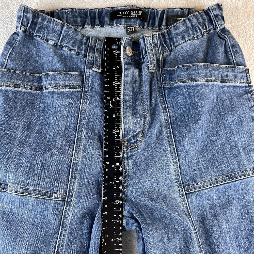 Judy Blue Jeans 5/27 Blue Straight Leg Elastic Waist Mid High Rise Straight - Picture 5 of 8